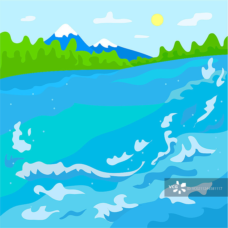 自然风光湖与水溅山图片素材