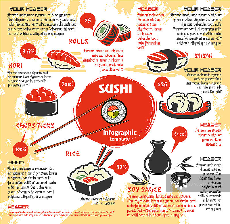 日式寿司卷吧美食菜单图片素材