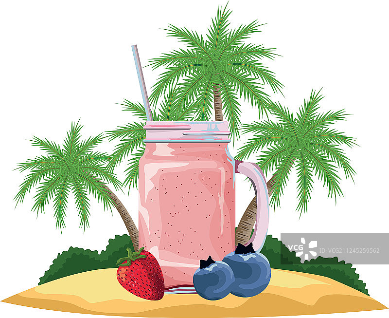 热带水果和冰沙饮料图片素材