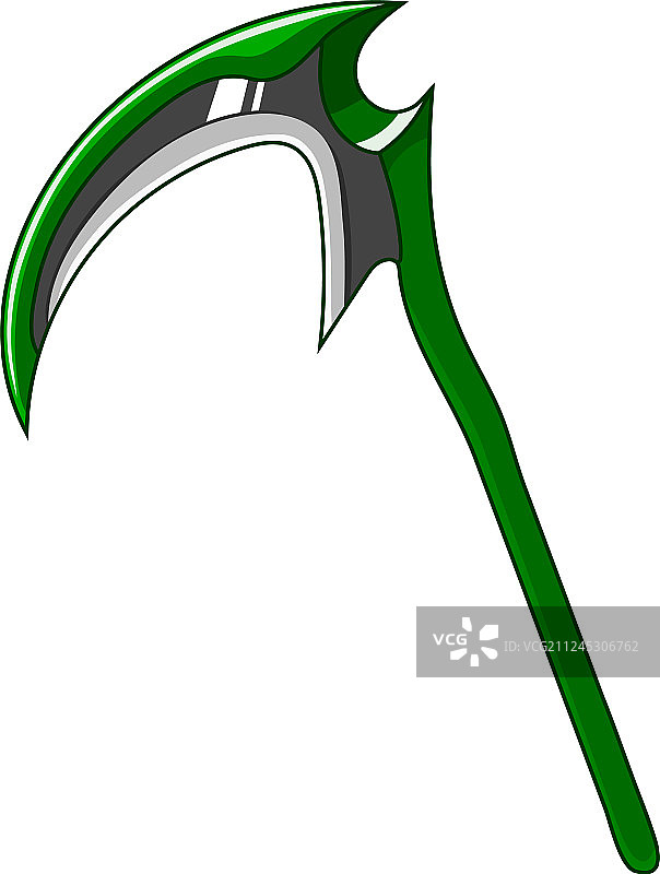 卡通绿色武器镰孤立在白色图片素材