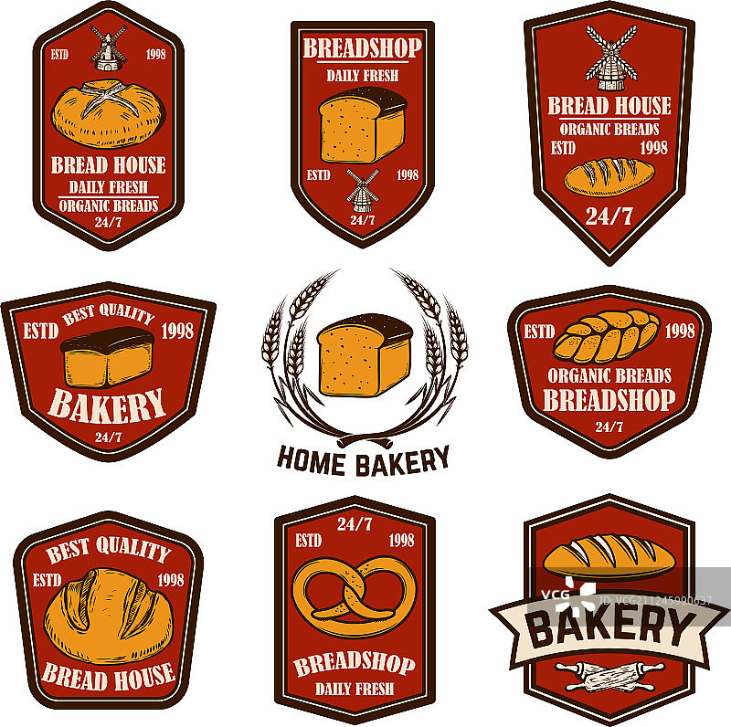集面包店面包店标志设计元素图片素材