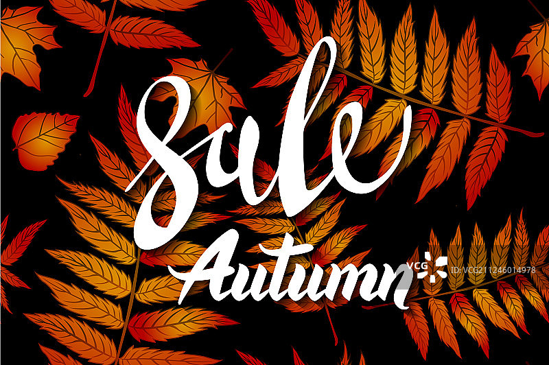 橙色的秋天销售背景手绘的秋天图片素材