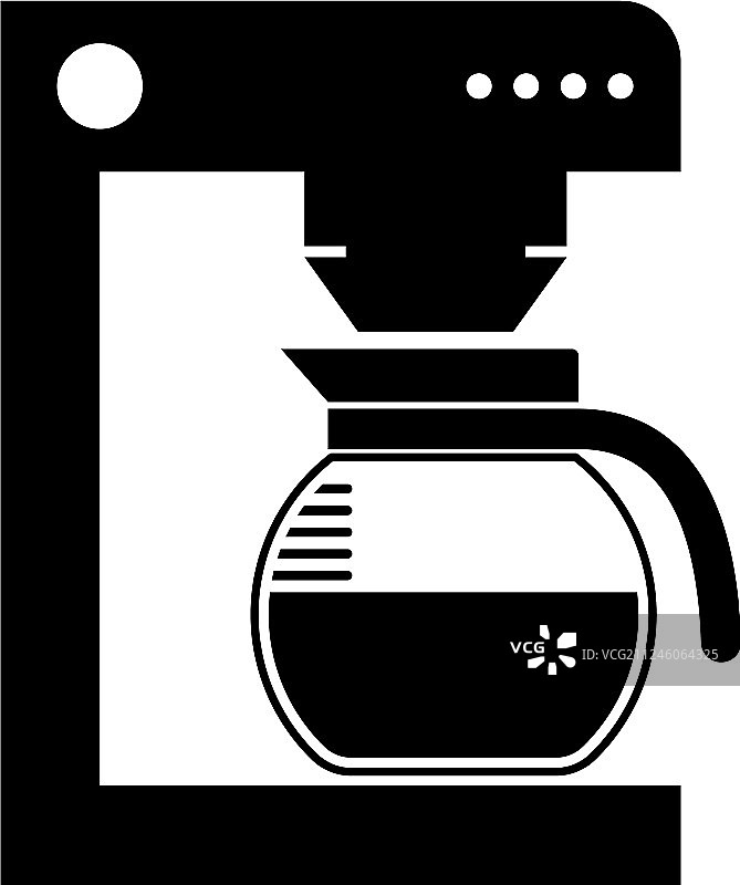 黑咖啡机与玻璃壶图标隔离图片素材