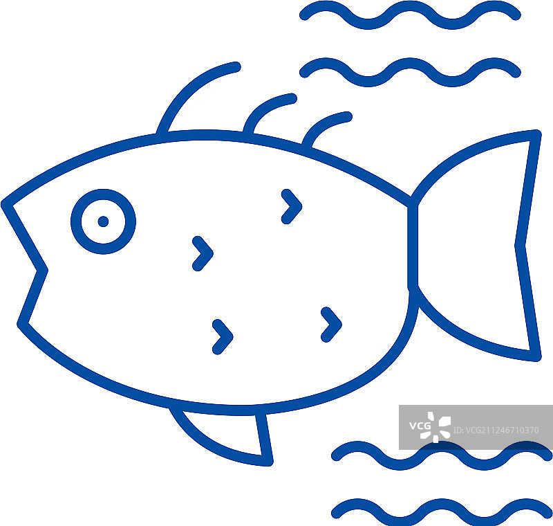 海鱼线图标概念海鱼平图片素材