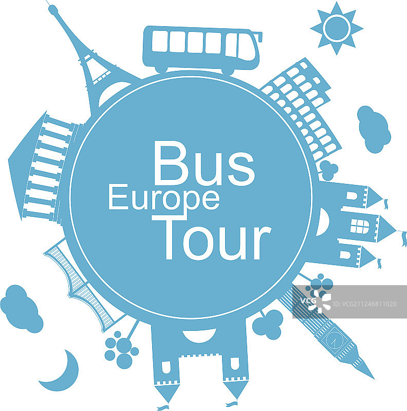 欧洲巴士旅游设计图标图片素材