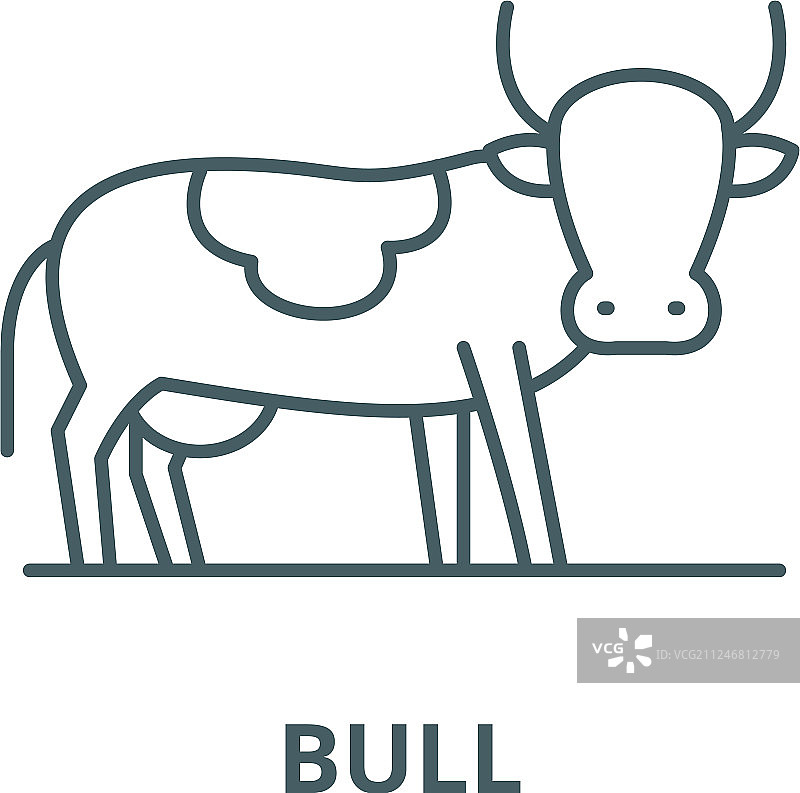牛线图标牛轮廓符号概念图片素材