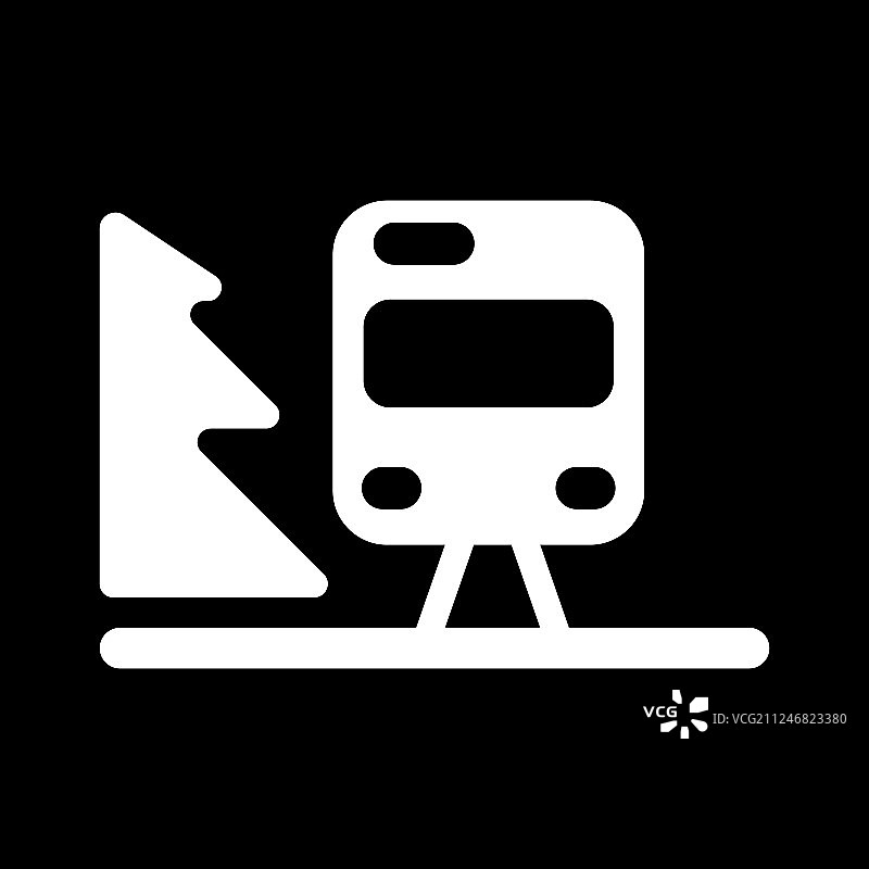 火车轮廓孤立在黑色上图片素材