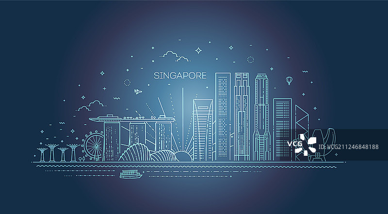 新加坡建筑轮廓线图片素材