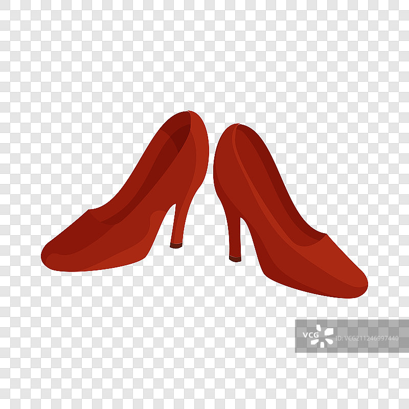红色女鞋图标卡通风格图片素材