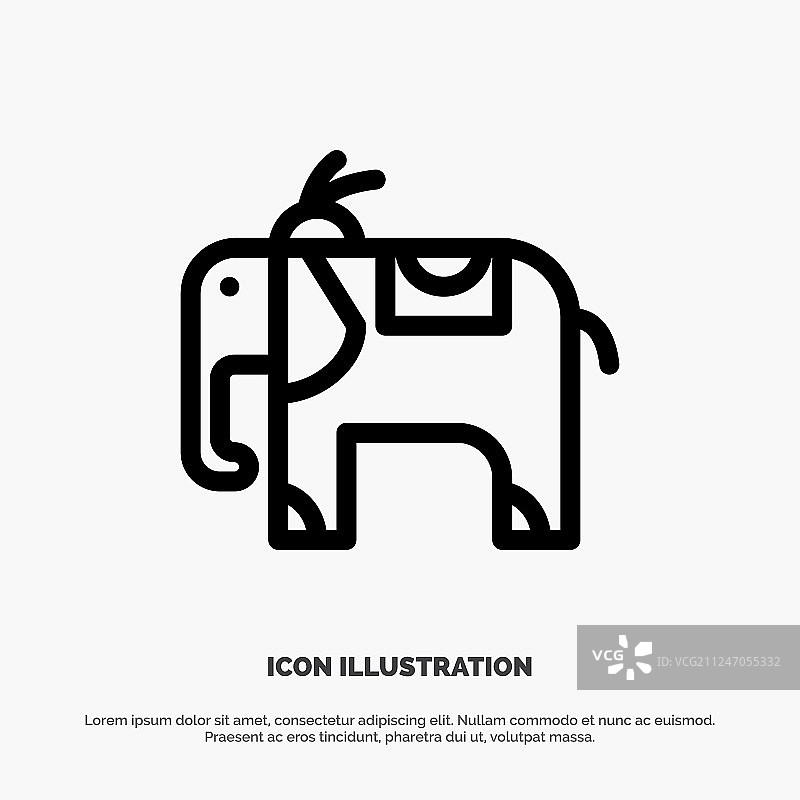 大象动物线图标图片素材