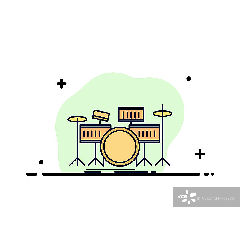 鼓鼓乐器套件音乐平面彩色图标图片素材