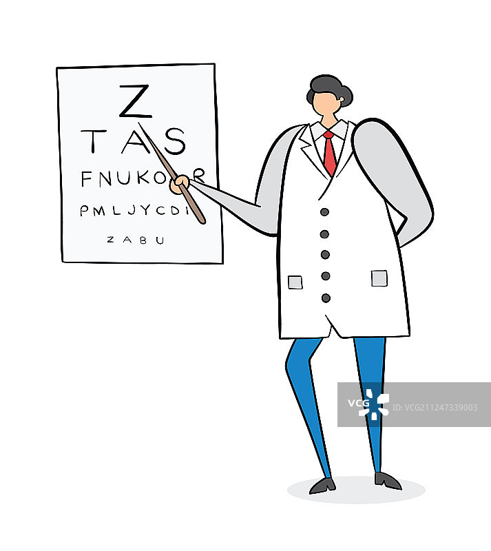 眼科医生在视力表上显示字母图片素材