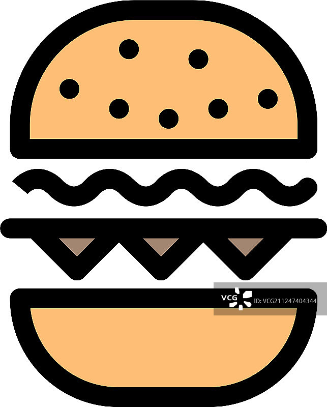 汉堡食品吃加拿大平彩色图标图标图片素材