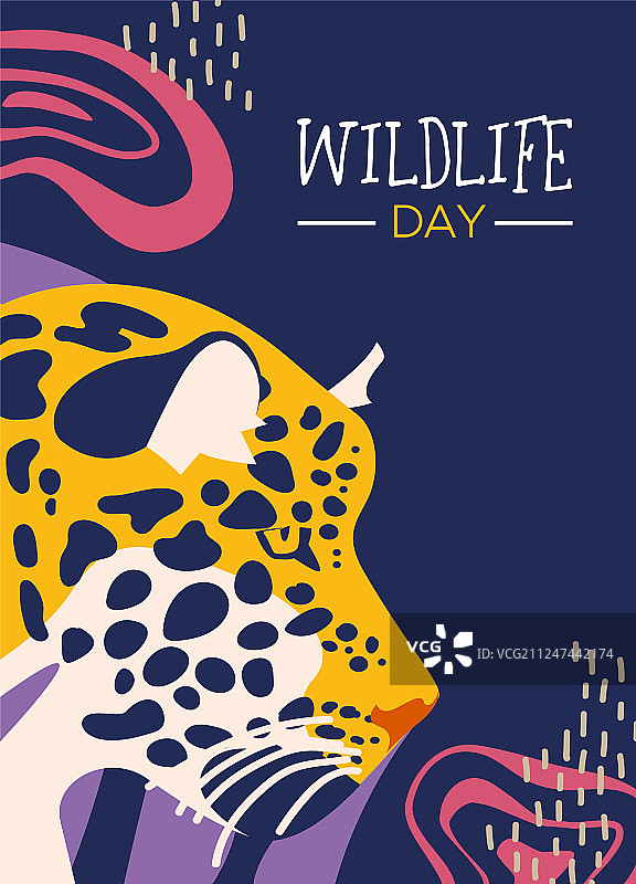 野生动物日海报的豹在丛林图片素材