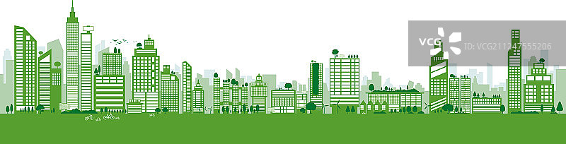 绿色城市设计，建筑与树木同仿图片素材
