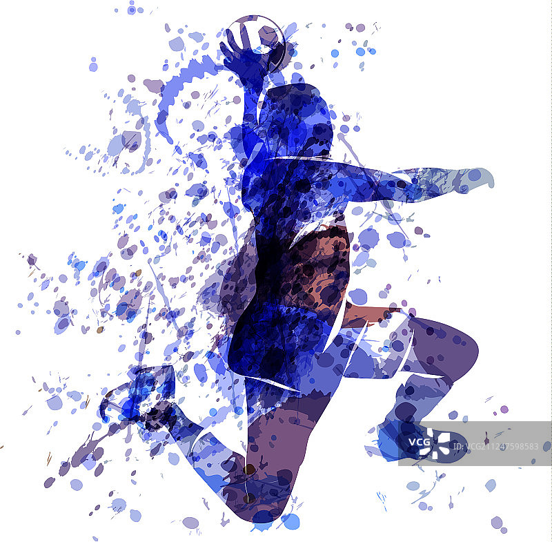 一个手球运动员的水彩素描图片素材