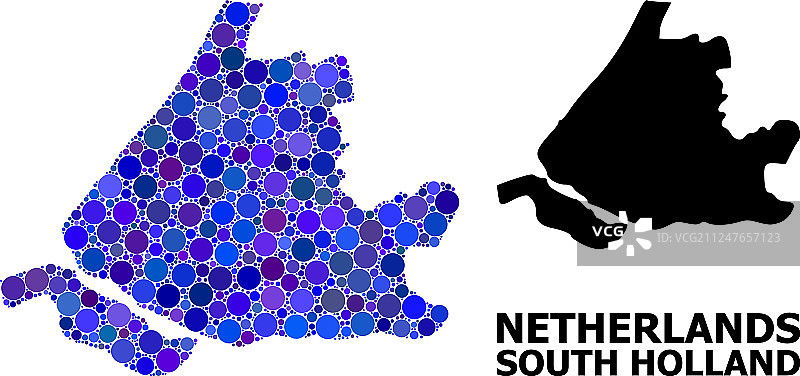 蓝圈马赛克地图南荷兰图片素材