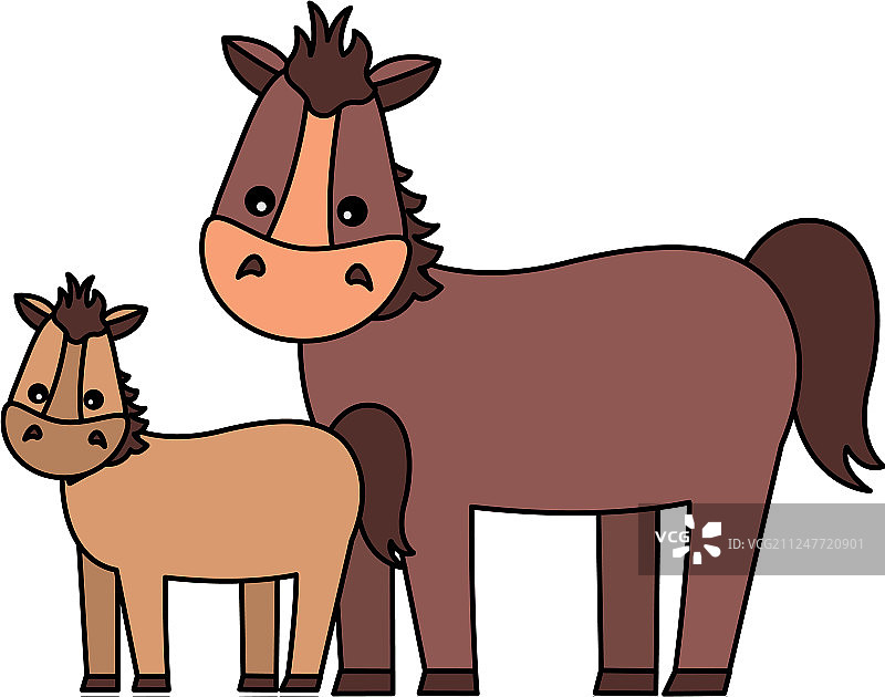 母马和小马驹卡通图片素材
