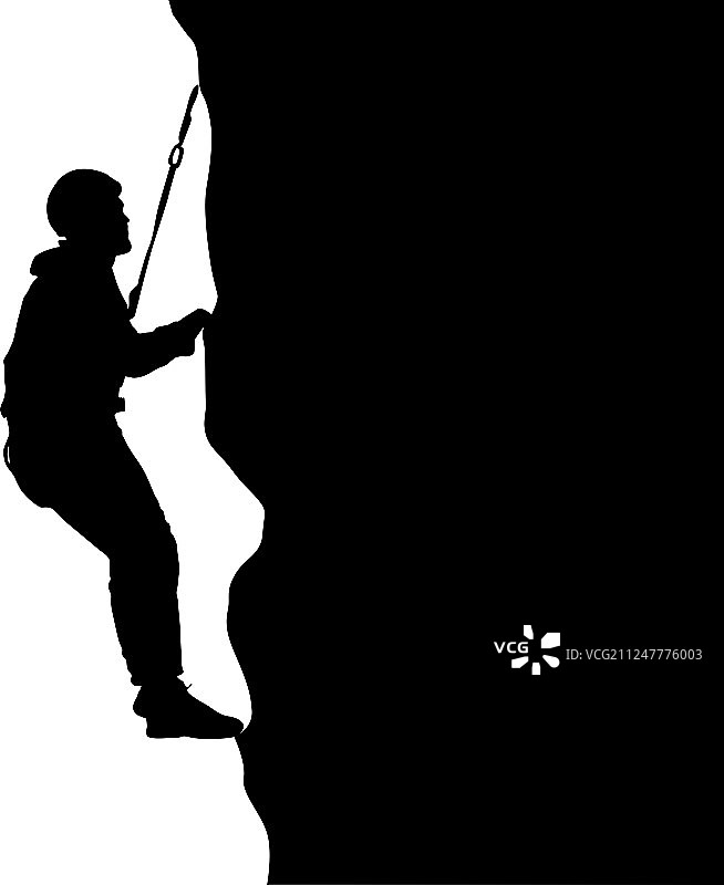 黑色剪影的攀岩者在白色的背景图片素材