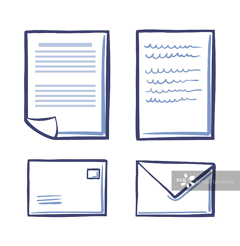 办公室文件和信封签合同图标图片素材