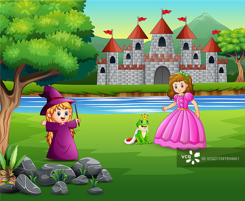 公主小女巫和青蛙王子在na图片素材