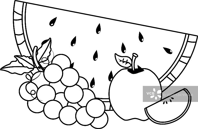隔离西瓜葡萄和苹果设计图片素材