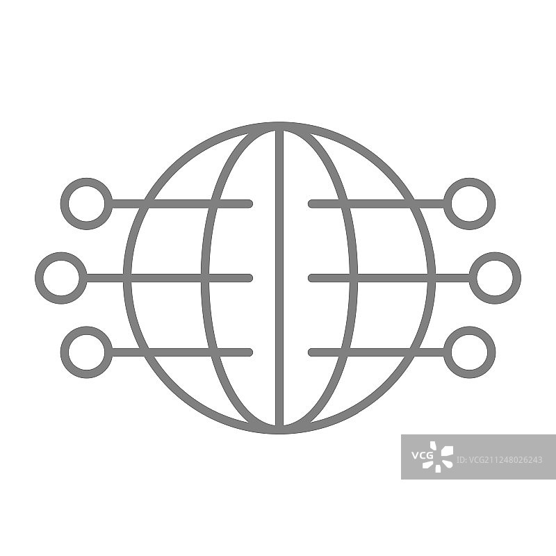 全球网络细线图标地球仪与引脚图片素材