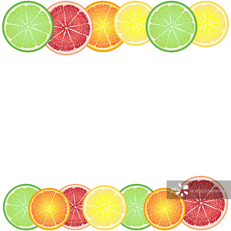 欢快明亮的框架圈柑橘类水果图片素材