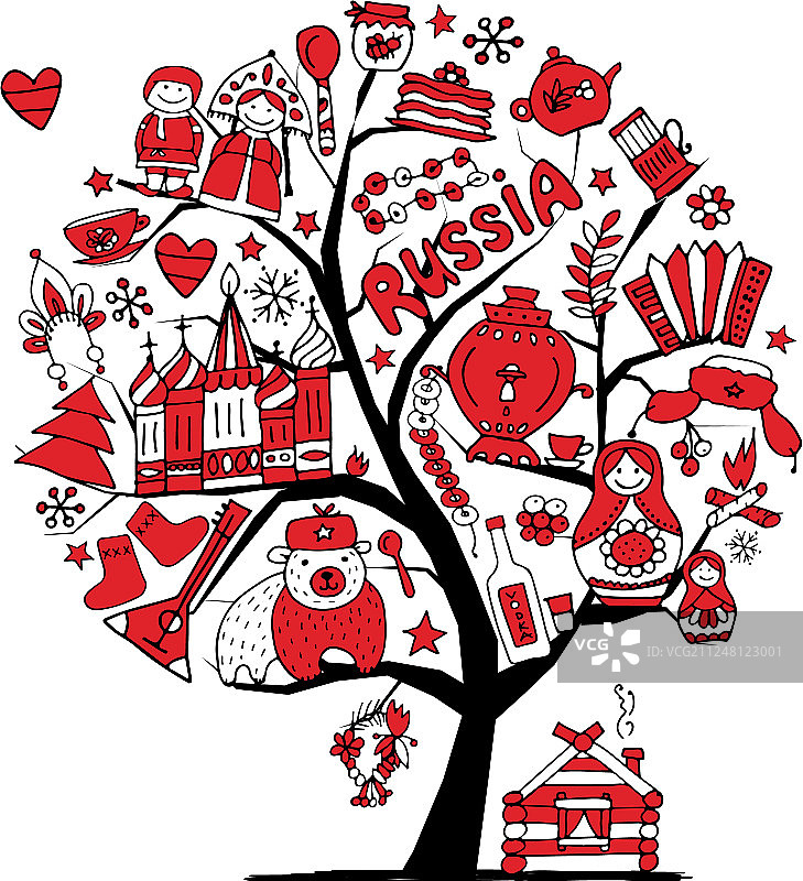 用俄罗斯符号设计的艺术树图片素材