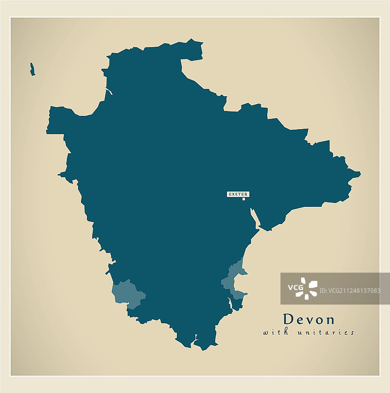 现代地图-德文郡与英国单一地区图片素材