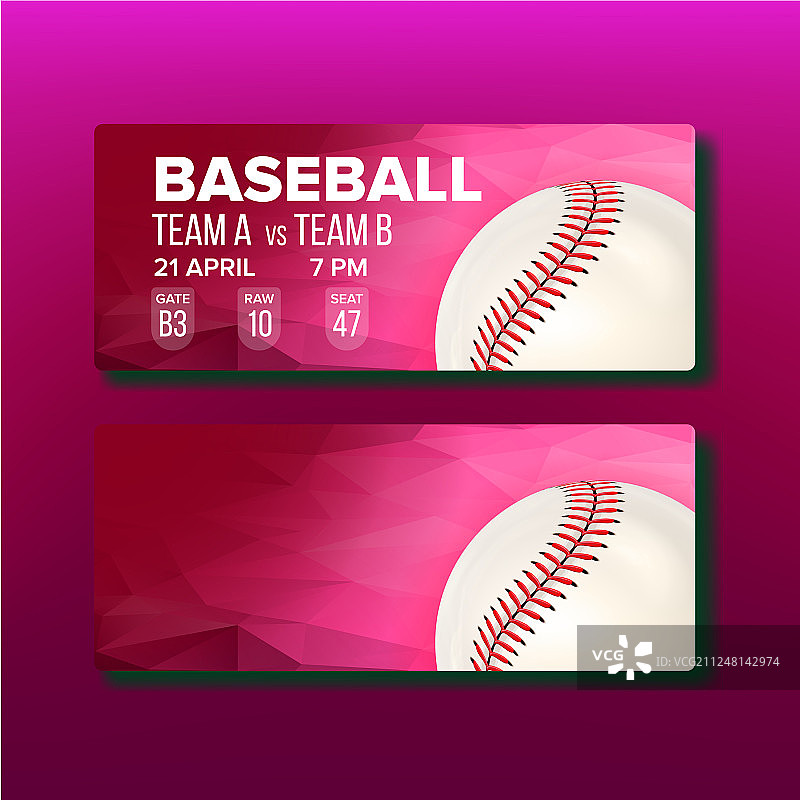 红色优惠券访问棒球比赛模板图片素材