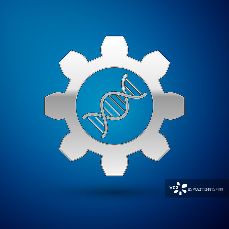 银色基因工程图标孤立在蓝色图片素材