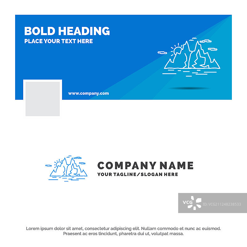 蓝色的企业标识模板为自然山图片素材