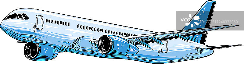 手绘的蓝色飞机草图图片素材