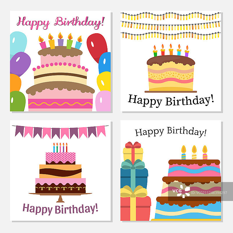 庆祝生日的卡片和甜蛋糕图片素材