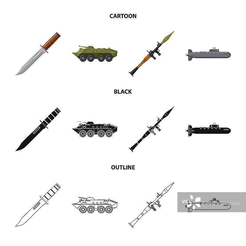 设计武器和枪的图标集图片素材
