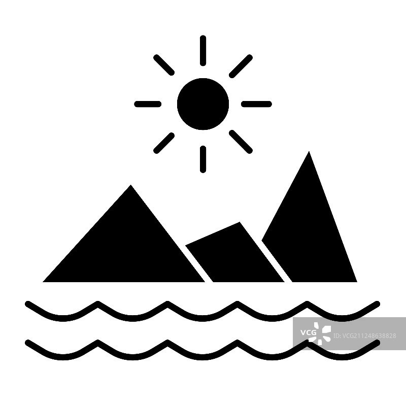 山与海，太阳与固体的图标自然图片素材