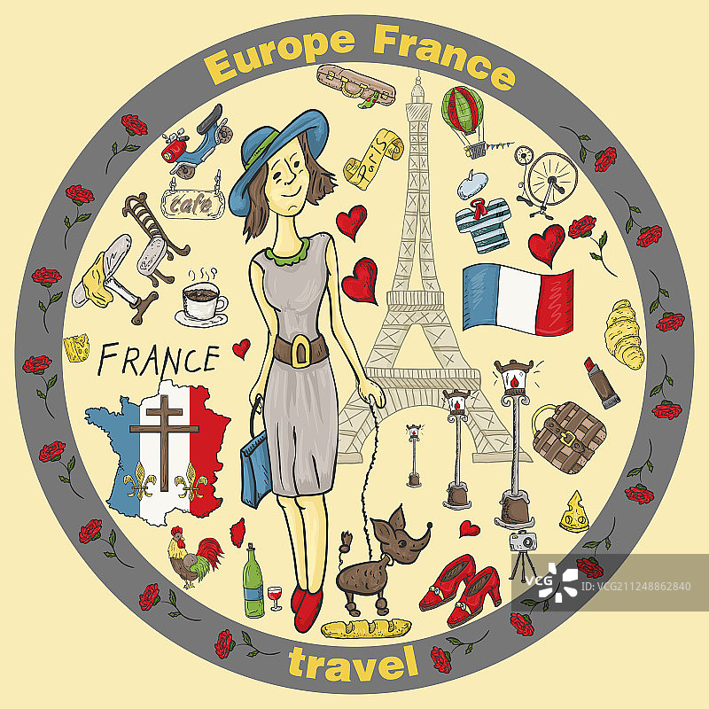 7 .欧洲色彩旅游的标志和法国图片素材