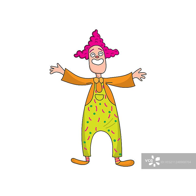 滑稽的小丑穿着漂亮颜色的衣服可爱的小丑图片素材