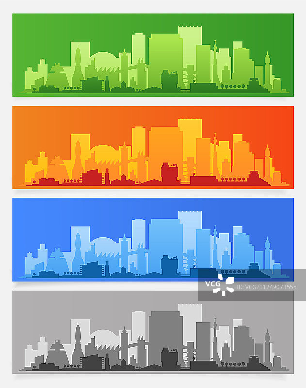 城市天际线彩色设置城市区横幅图片素材