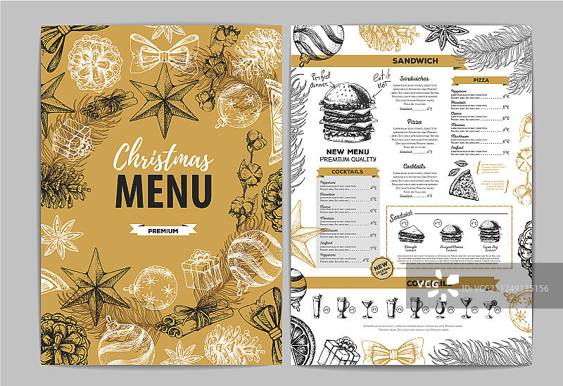 手绘圣诞节日菜单设计图片素材