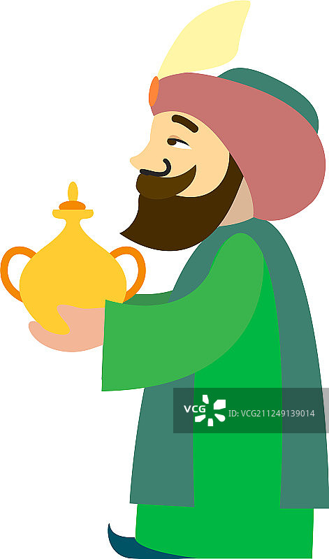 阿拉伯国王巴尔萨泽图标卡通风格图片素材