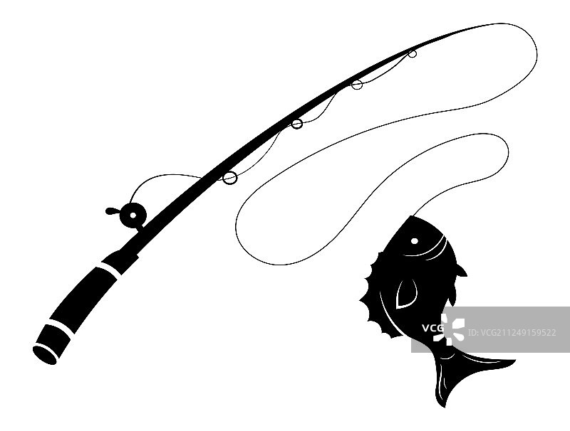 钓鱼标志黑白两色图片素材