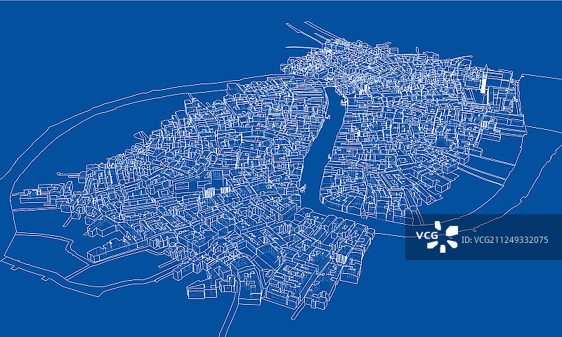 勾勒城市概念线框风格图片素材