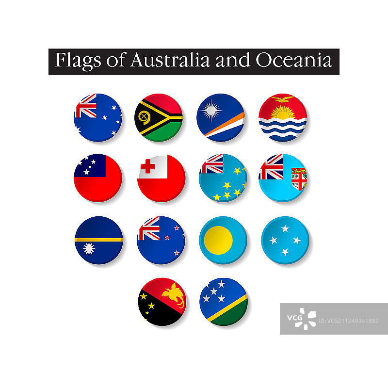设置世界旗帜周围的徽章旗帜图片素材