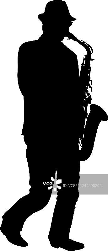萨克斯管吹奏者的剪影图片素材
