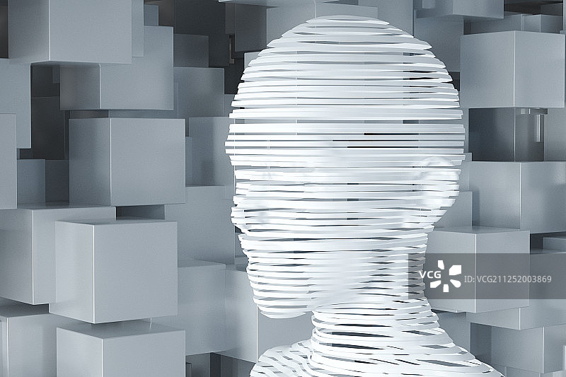 虚拟人物头部科技感人工智能概念背景 三维渲染图片素材