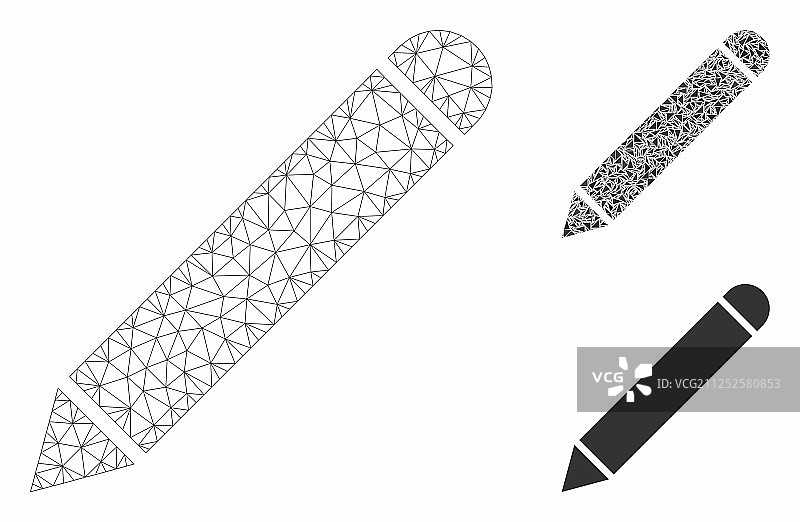 铅笔网格体模型和三角形图片素材