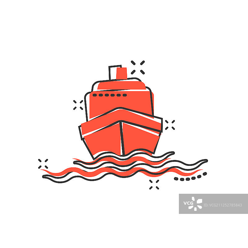 船巡航标志图标在漫画风格的货船图片素材