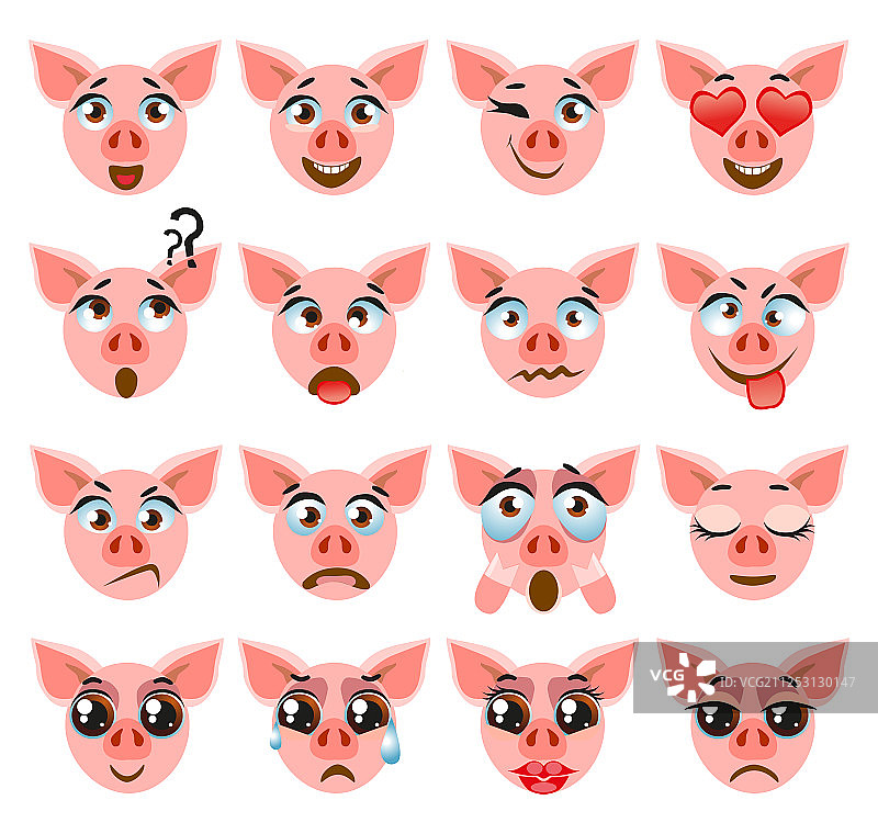 粉色可爱的猪的表情符号表情有趣图片素材